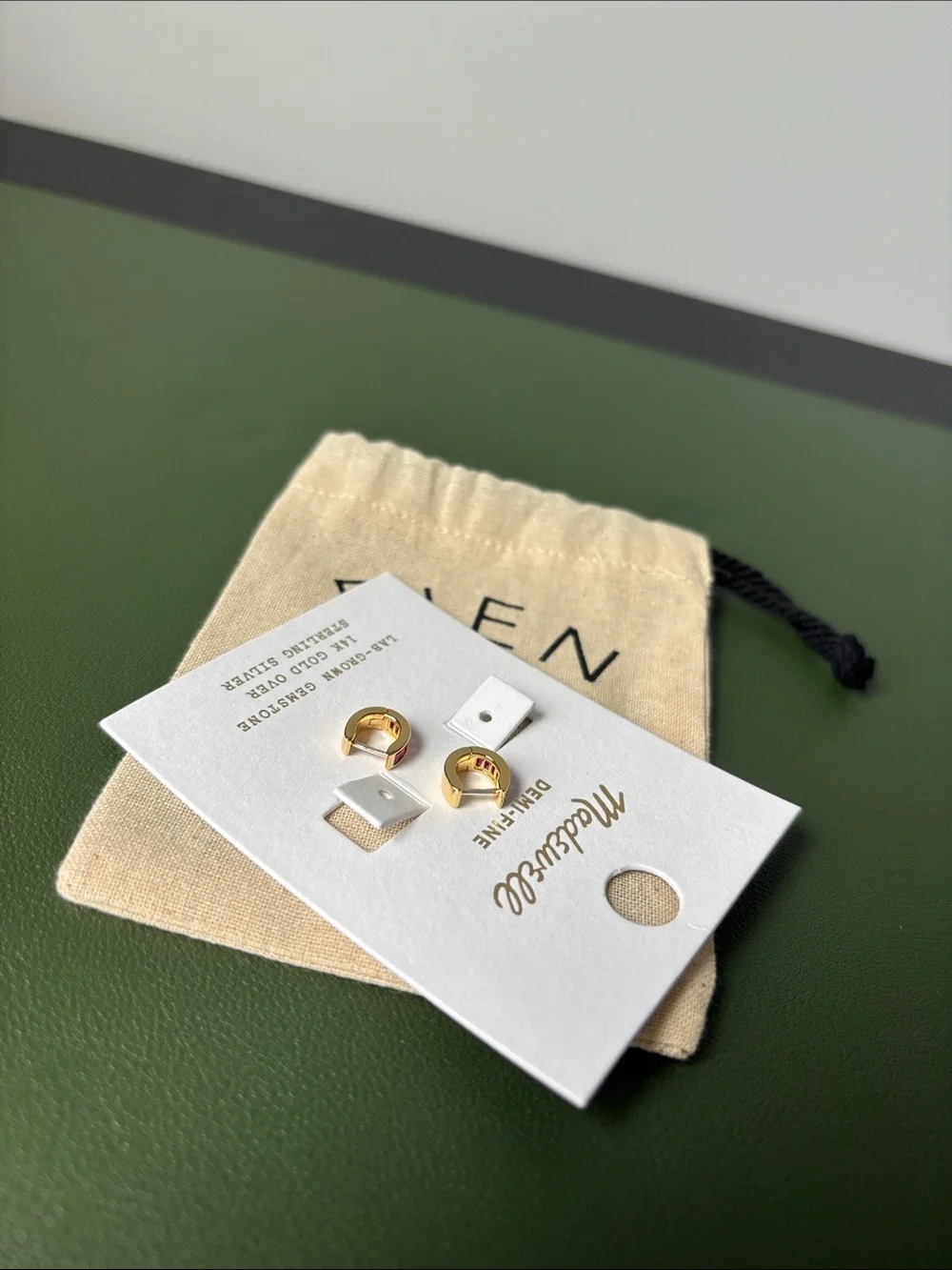 Madewell Demi-Fine Baguette Crystal Huggie Hoop Earrings